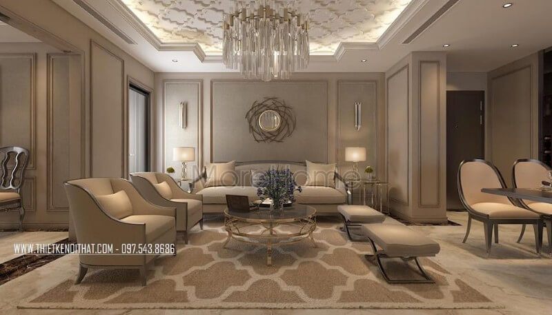 Gương traang trí tạo thêm điểm nhấn đẹp mắt cho phòng khách tân cổ điển Gương trang trí phòng khách đẹp, độc lạ và ấn tượng